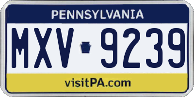 PA license plate MXV9239