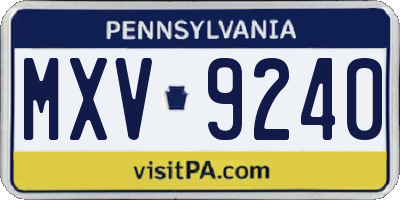 PA license plate MXV9240