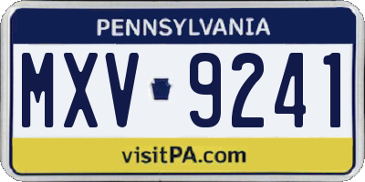 PA license plate MXV9241