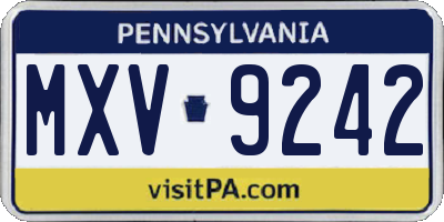 PA license plate MXV9242