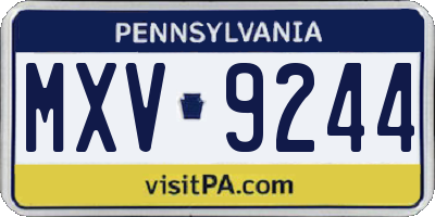 PA license plate MXV9244
