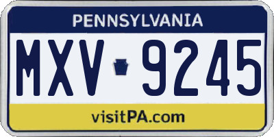 PA license plate MXV9245