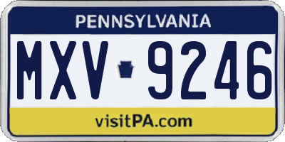PA license plate MXV9246