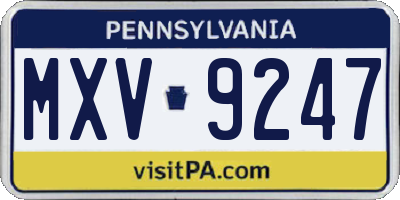 PA license plate MXV9247