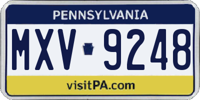 PA license plate MXV9248