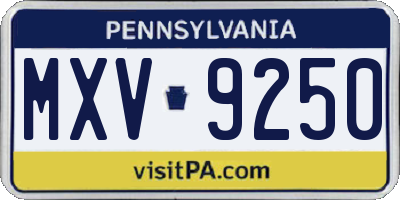 PA license plate MXV9250