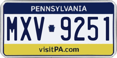 PA license plate MXV9251
