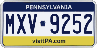 PA license plate MXV9252