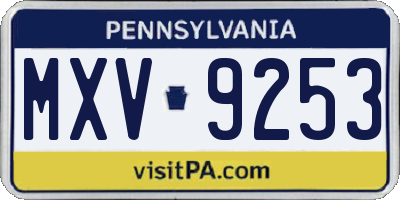 PA license plate MXV9253