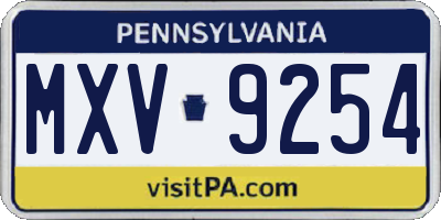 PA license plate MXV9254