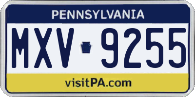 PA license plate MXV9255