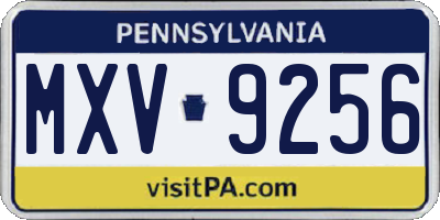 PA license plate MXV9256