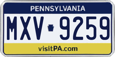 PA license plate MXV9259