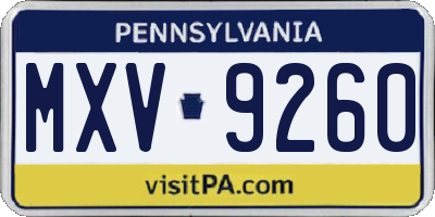 PA license plate MXV9260