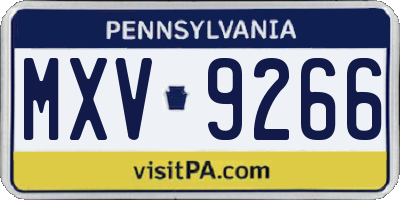 PA license plate MXV9266