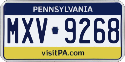 PA license plate MXV9268