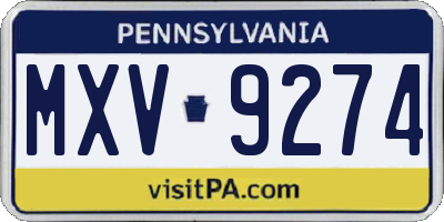 PA license plate MXV9274