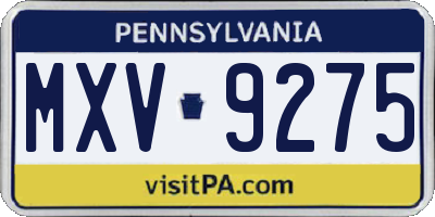 PA license plate MXV9275