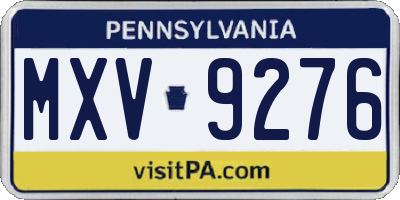 PA license plate MXV9276