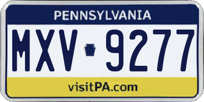 PA license plate MXV9277