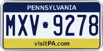 PA license plate MXV9278