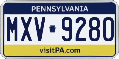PA license plate MXV9280