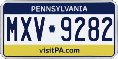 PA license plate MXV9282