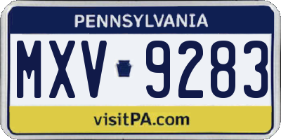 PA license plate MXV9283