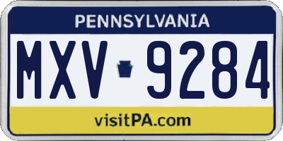 PA license plate MXV9284