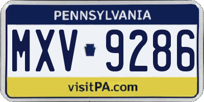 PA license plate MXV9286