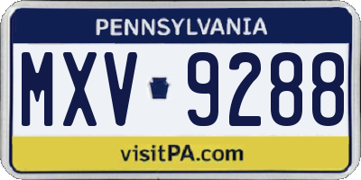 PA license plate MXV9288