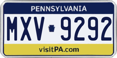 PA license plate MXV9292