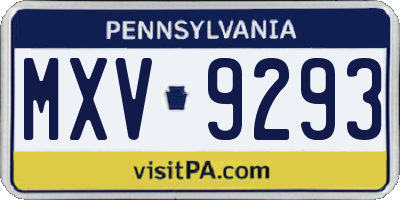 PA license plate MXV9293