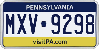 PA license plate MXV9298