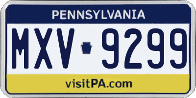 PA license plate MXV9299
