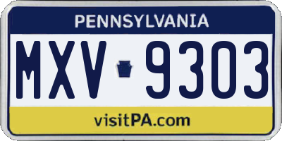 PA license plate MXV9303
