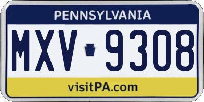 PA license plate MXV9308