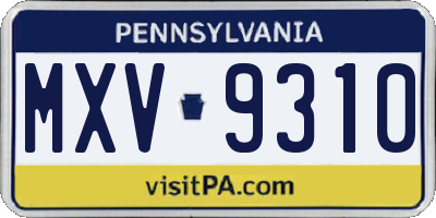 PA license plate MXV9310