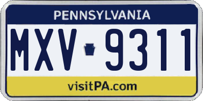 PA license plate MXV9311