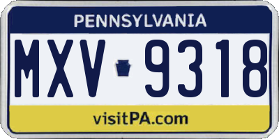 PA license plate MXV9318