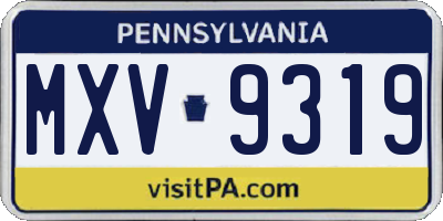 PA license plate MXV9319