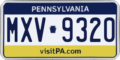 PA license plate MXV9320