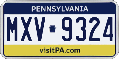 PA license plate MXV9324