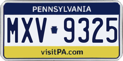 PA license plate MXV9325