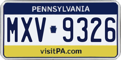 PA license plate MXV9326