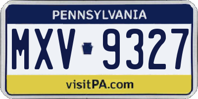 PA license plate MXV9327