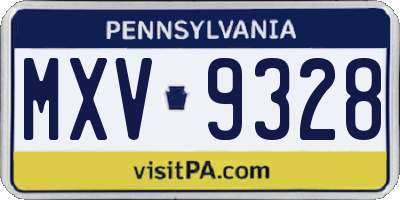PA license plate MXV9328