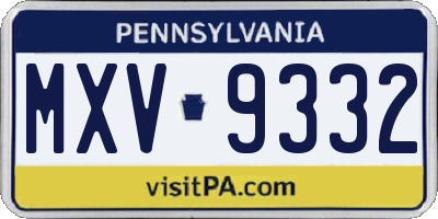PA license plate MXV9332