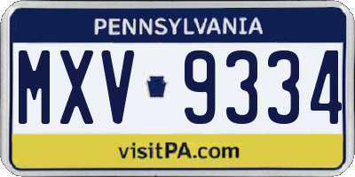 PA license plate MXV9334