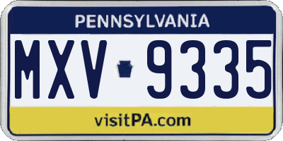 PA license plate MXV9335